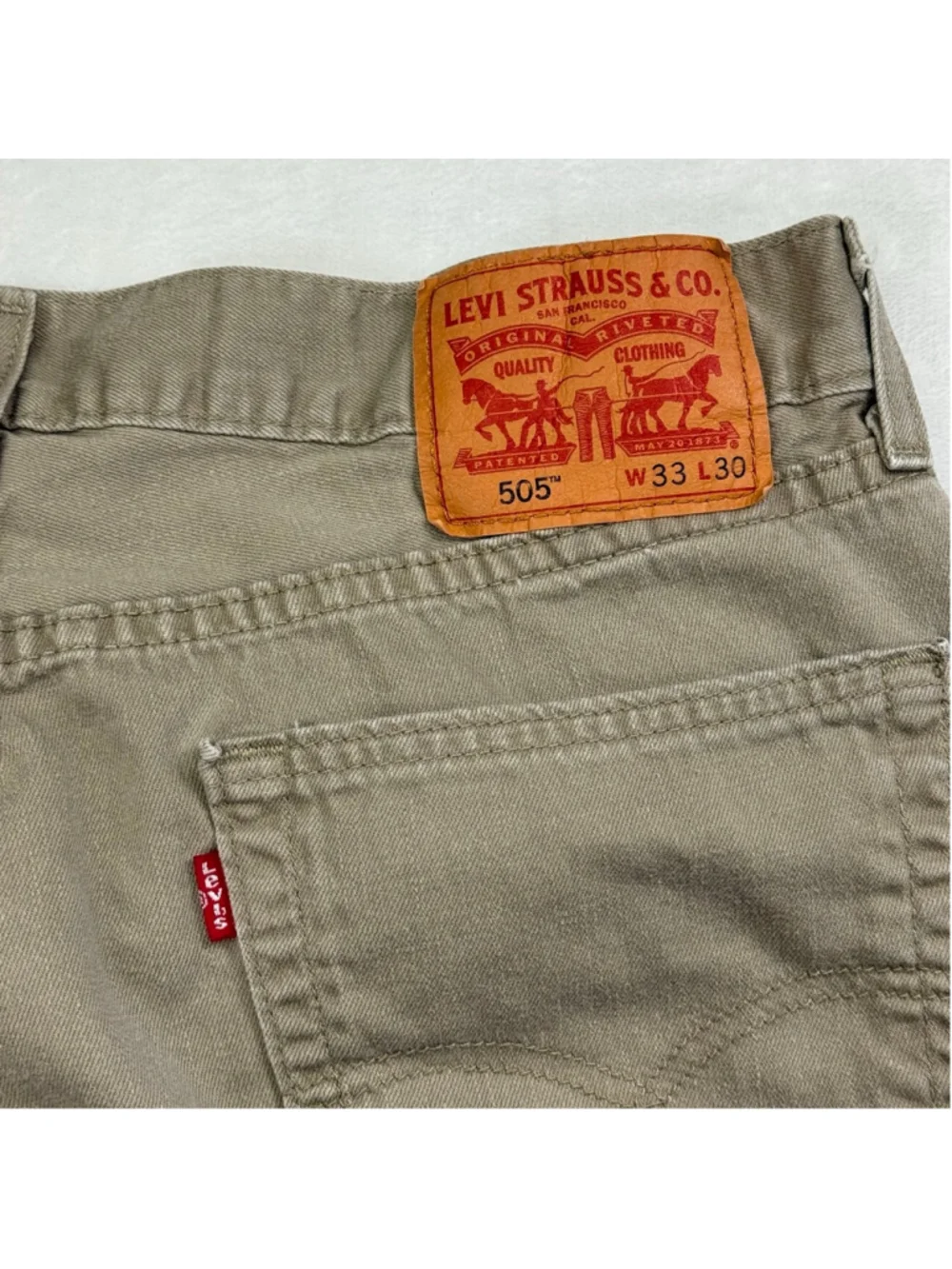 Men's Levi's 505 33x30 Regular Fit Jeans Khaki Beige